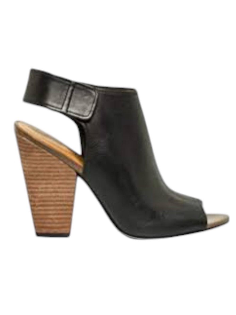 Le Chateau Women's Black Leather Open-Toe Block Heel Slingback Sandals Size 8